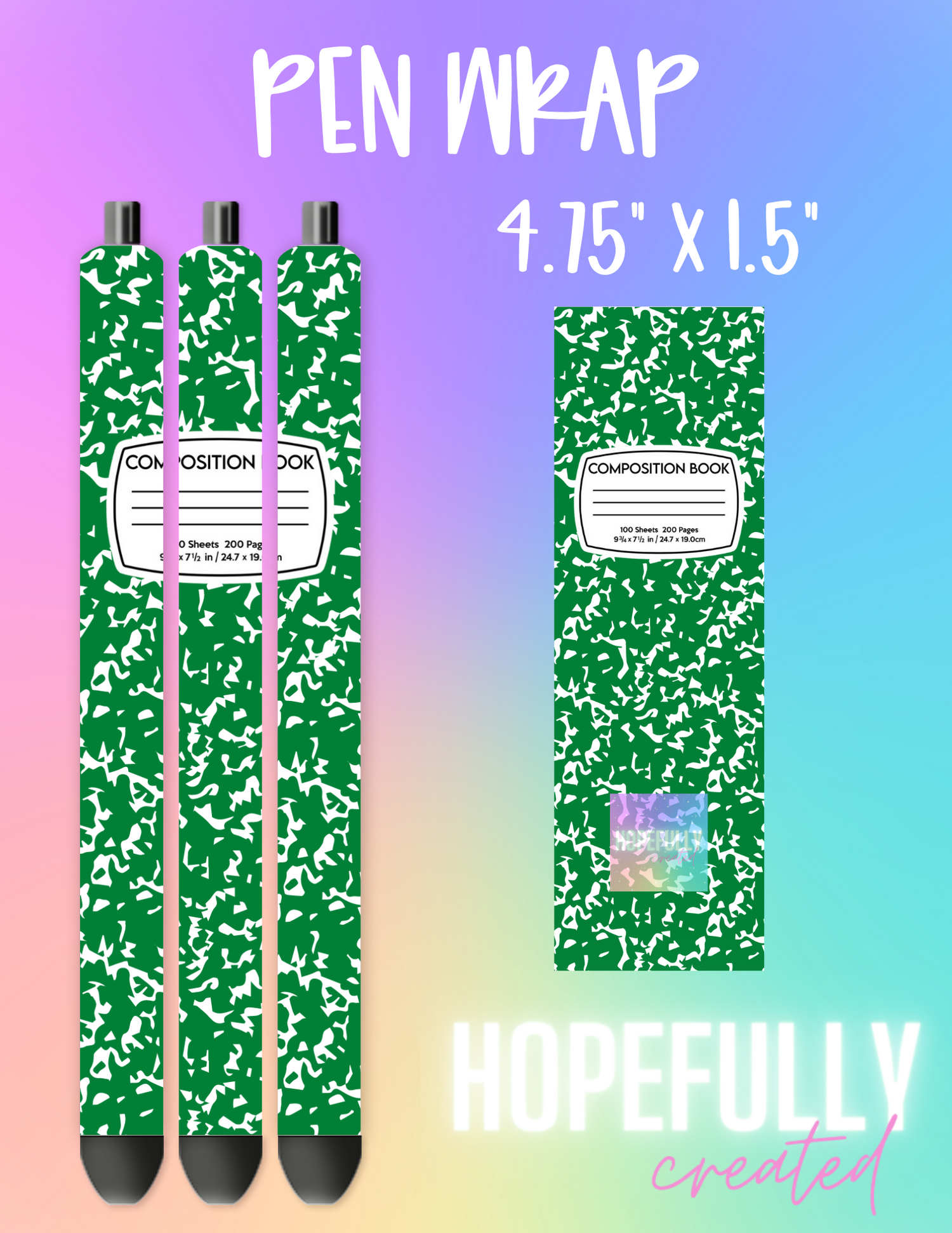Green Composition Book Pen Wrap-225