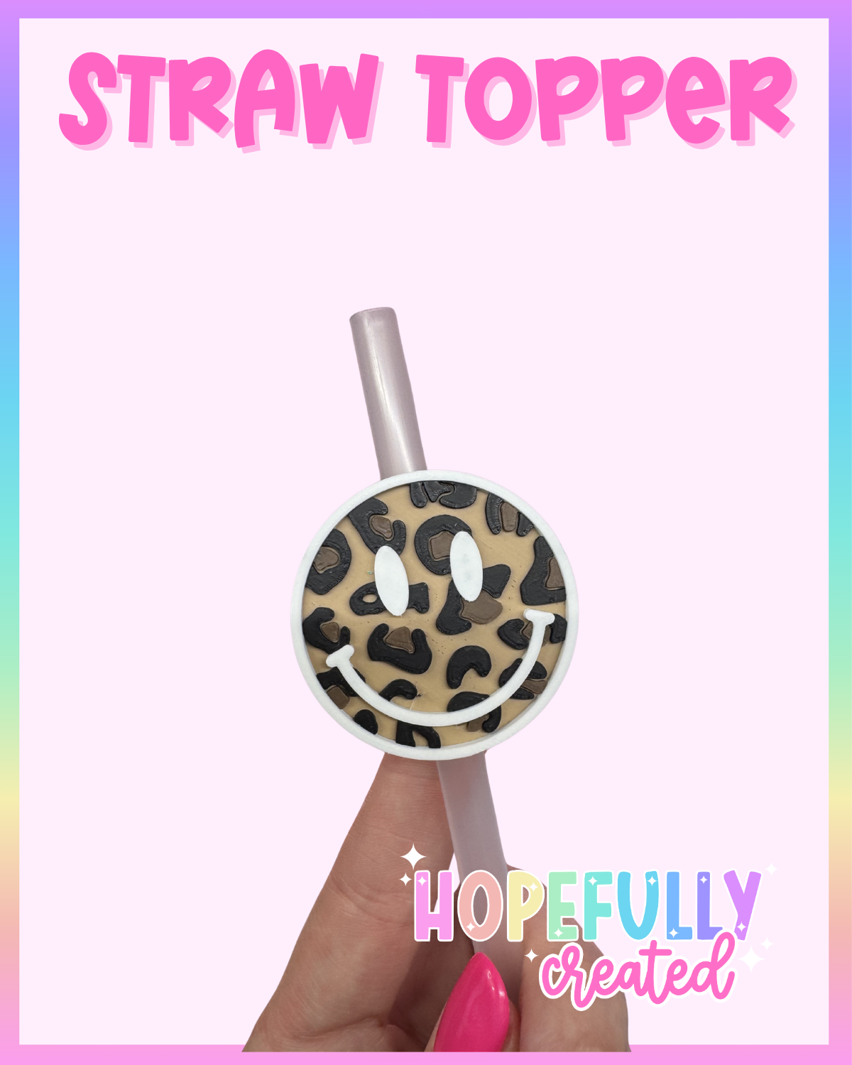 Leopard Smile Straw Topper