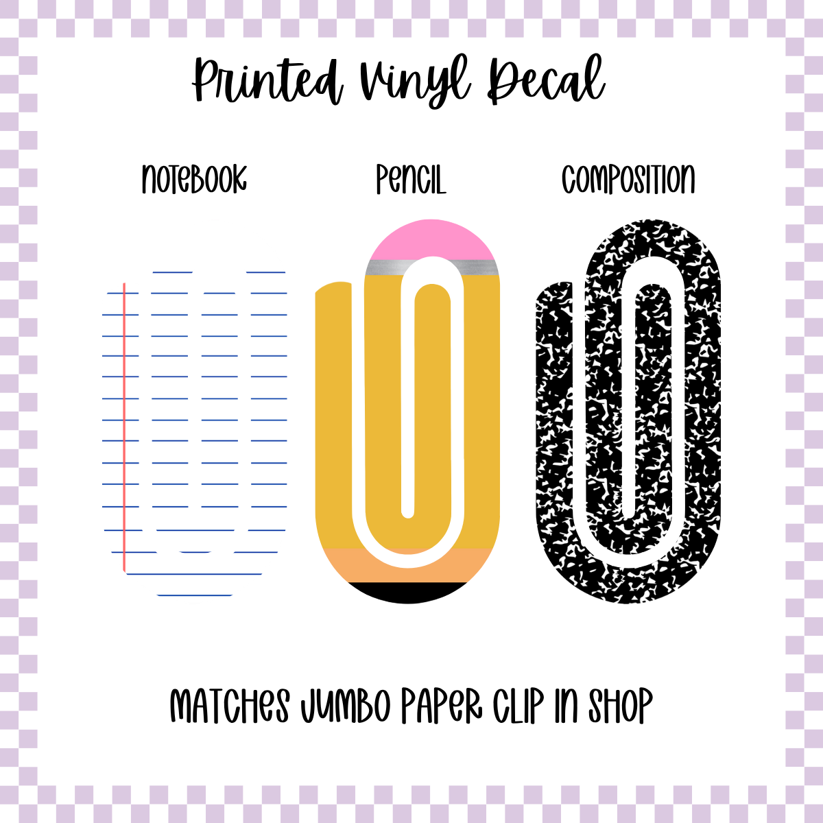 Printed Vinyl - Back to School Jumbo Paper Clips
