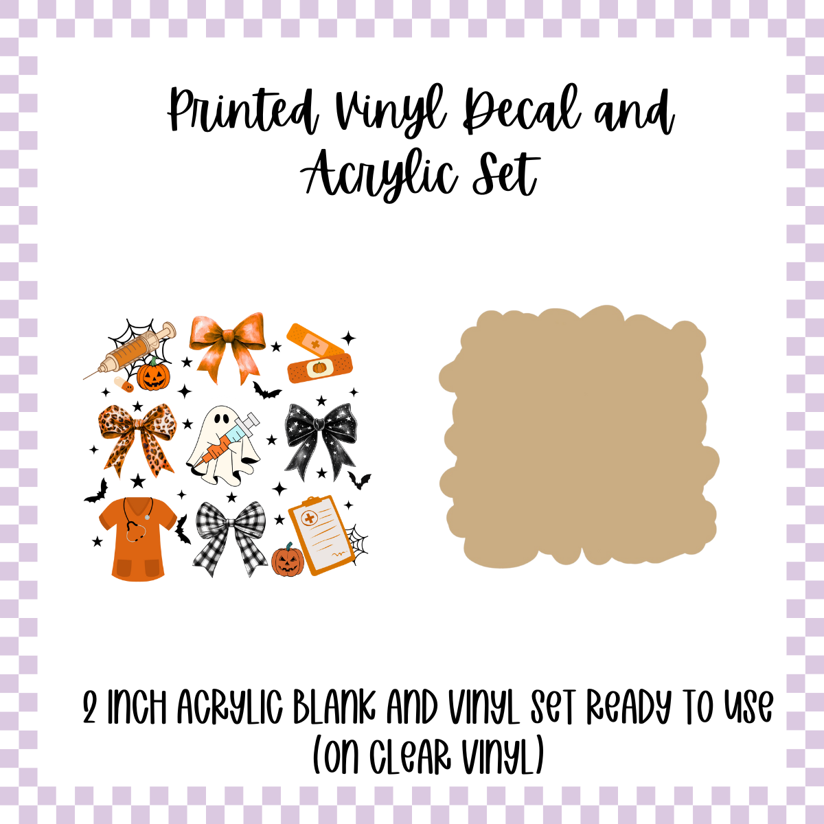 Printed Vinyl and Acrylic Set - Halloween Medical Coquette Bows