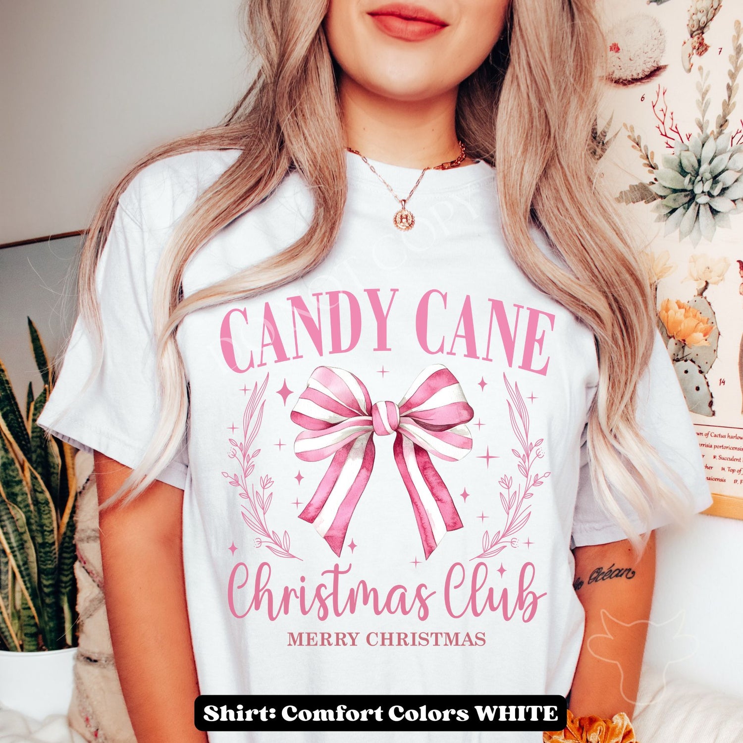 CANDY CANE CLUB PINK Glitter DTF Transfer