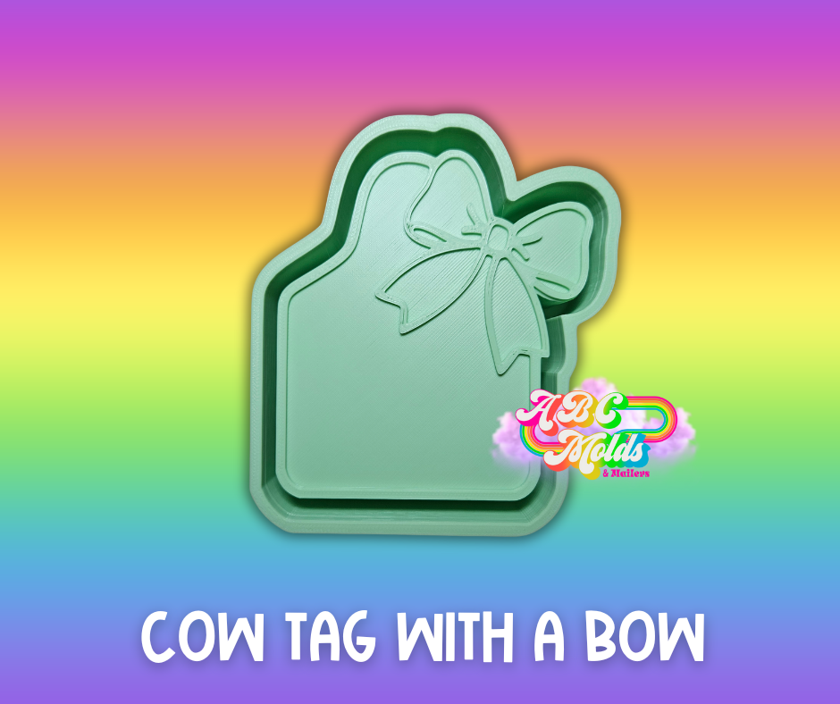 Cow tag with bow Silicone Mold