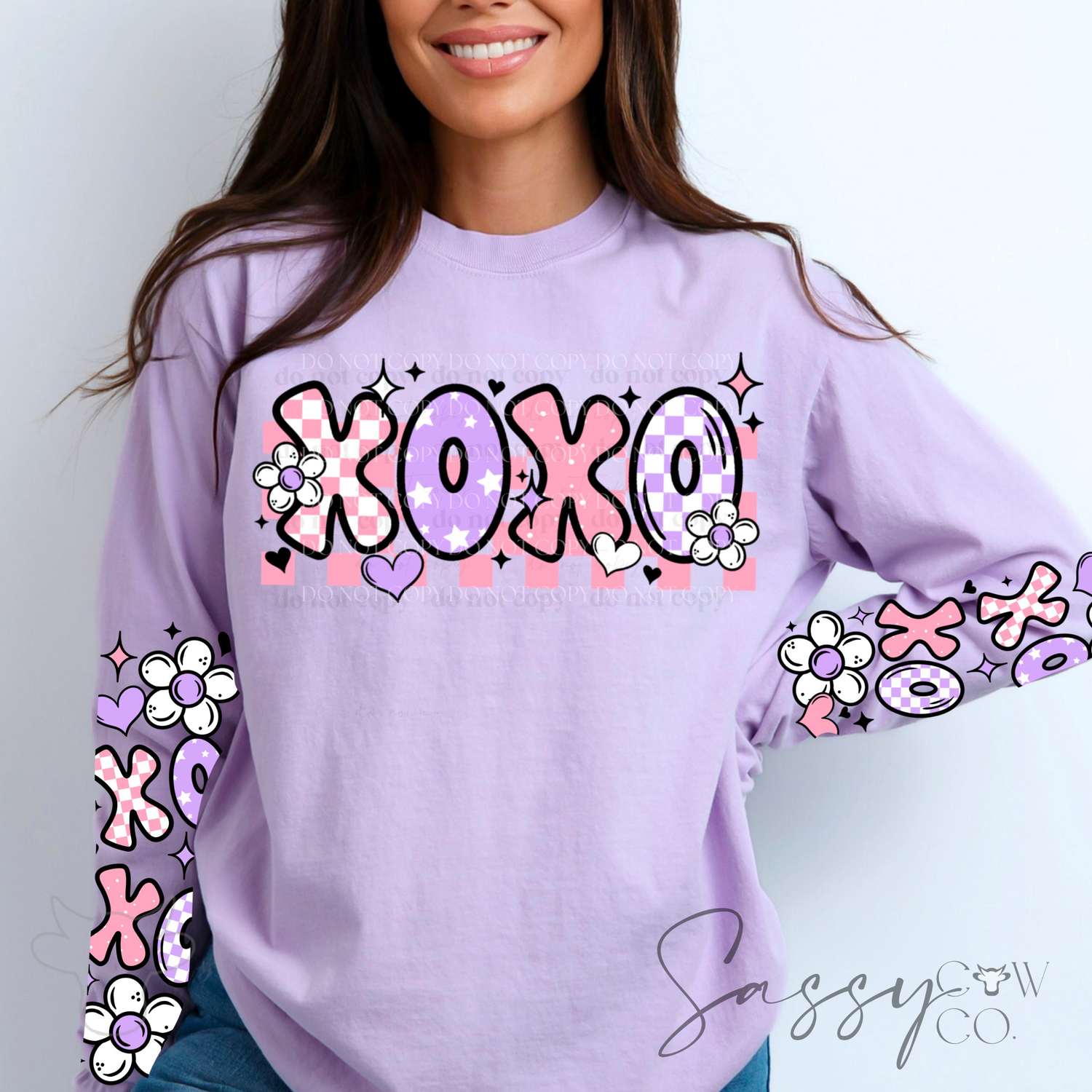 XOXO CHECKERED FLORAL DTF Transfer